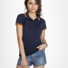 Рубашка поло женская Pasadena Women 200 с контрастной отделкой, зеленая с белым