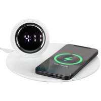 Станция беспроводной зарядки с часами и подсветкой GlobeBee, белая