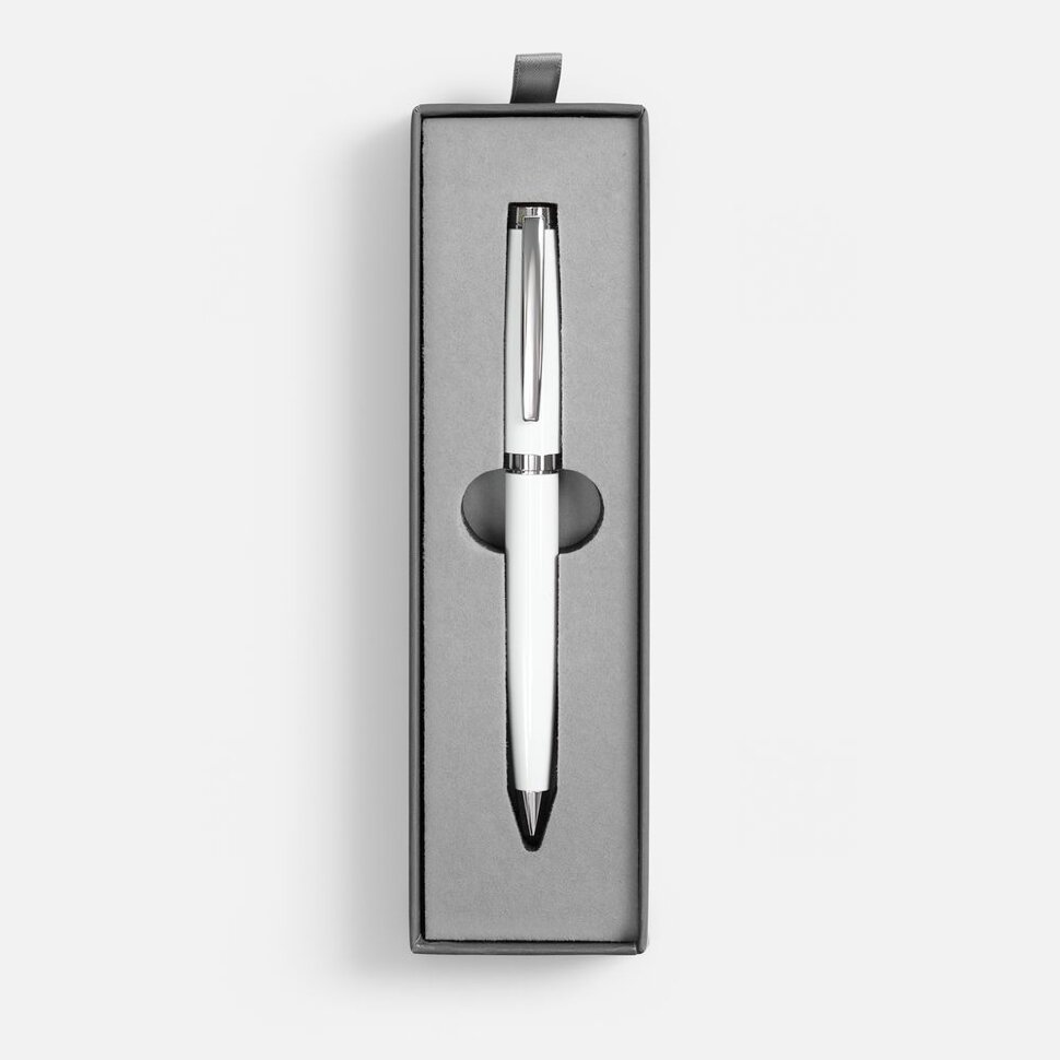 Ручка шариковая Letra Chrome в футляре, белая