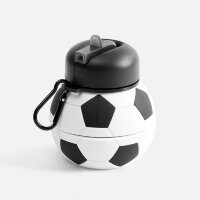 Складная бутылка для воды Football Flex, белая с черным