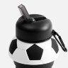 Складная бутылка для воды Football Flex, белая с черным